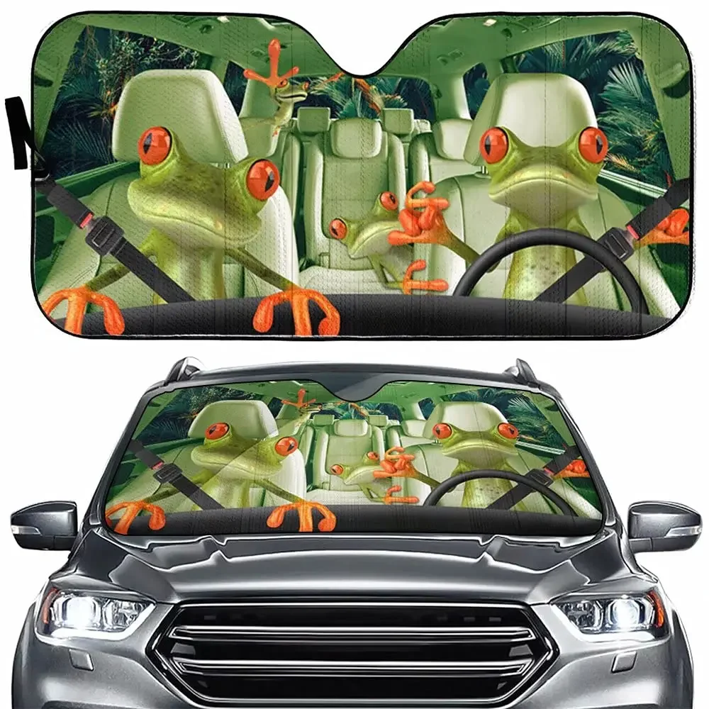 Frog Driving Auto Windshield Sun ShadeFunny Animal Personalized Foldable Sun Visor Protector Sunshade for Car Truck SUV to Keep