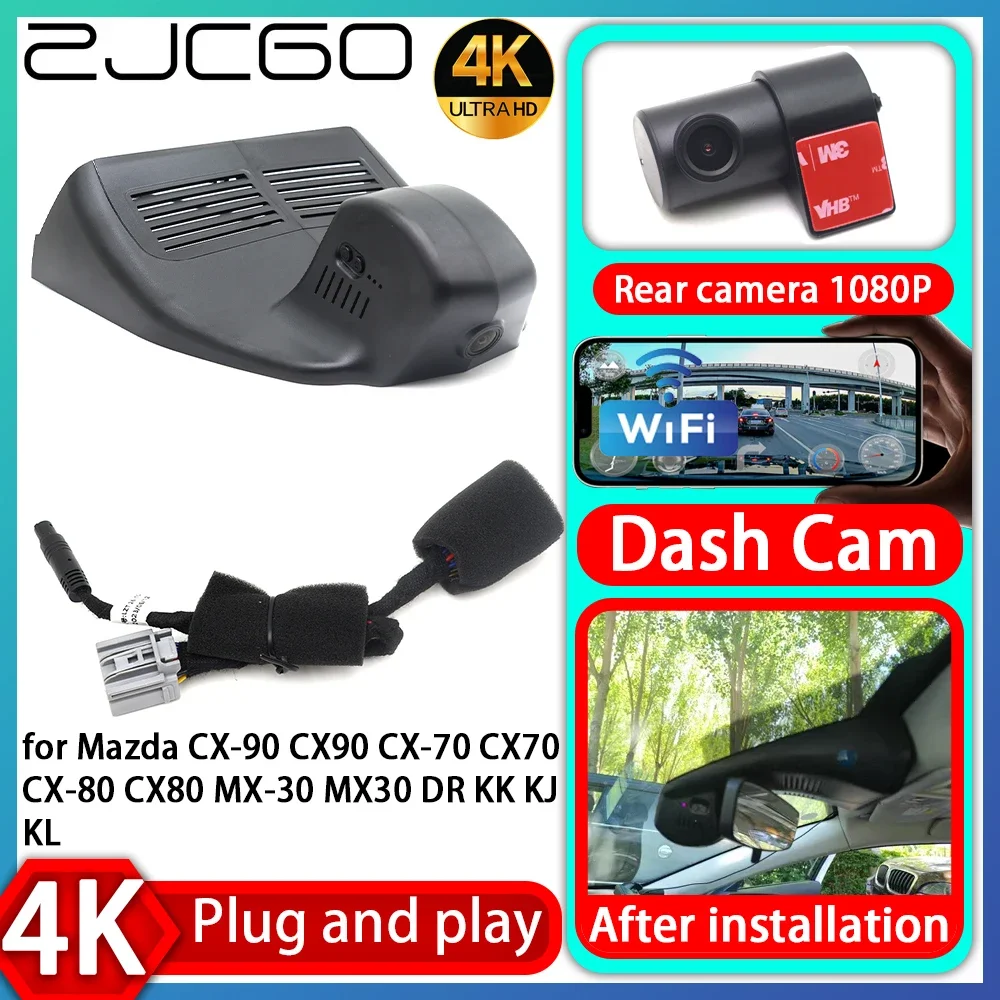 

ZJCGO UHD 4K 2160P Plug and Play DVR Dash Cam Video Recorder For Mazda CX-90 CX90 CX-70 CX70 CX-80 CX80 MX-30 MX30 DR KK KJ KL