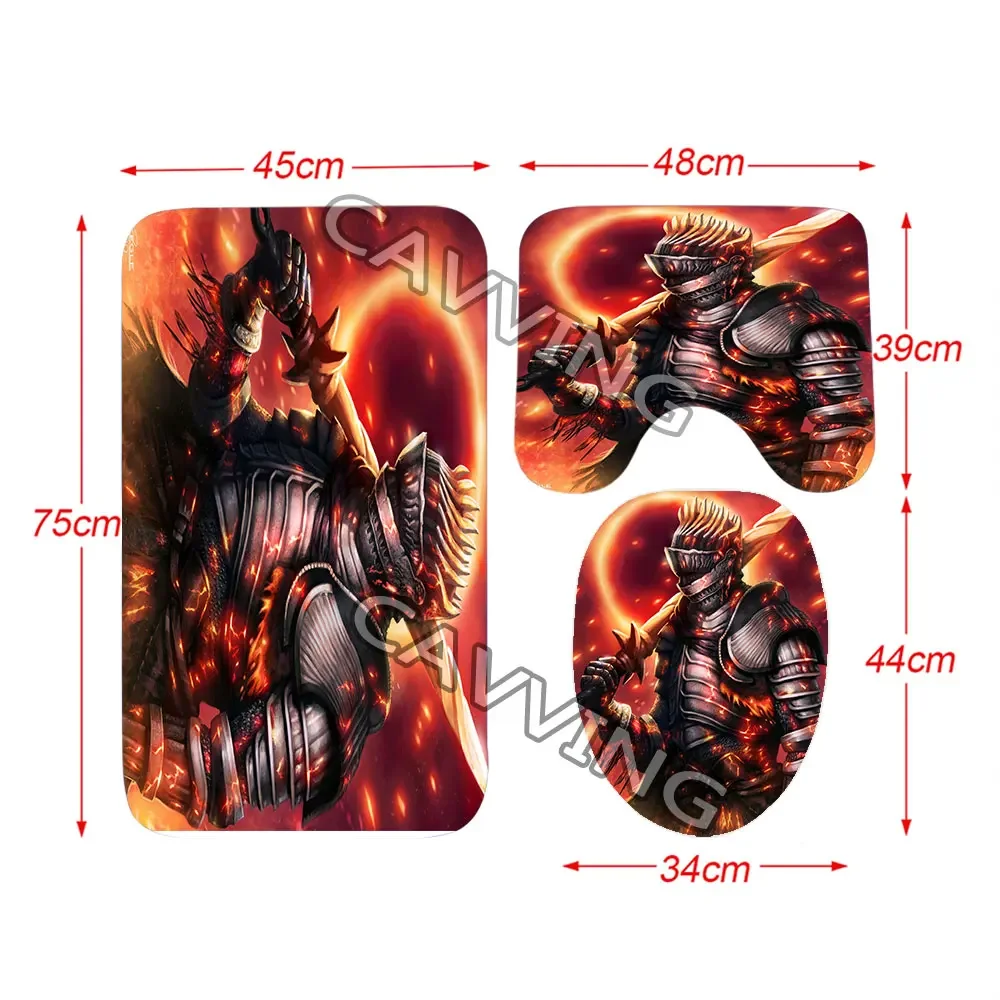 Dark souls 3D Printed Shower Curtain Waterproof Bathroom Curtain Anti-slip Bath Mat Set Toilet Rugs  K06