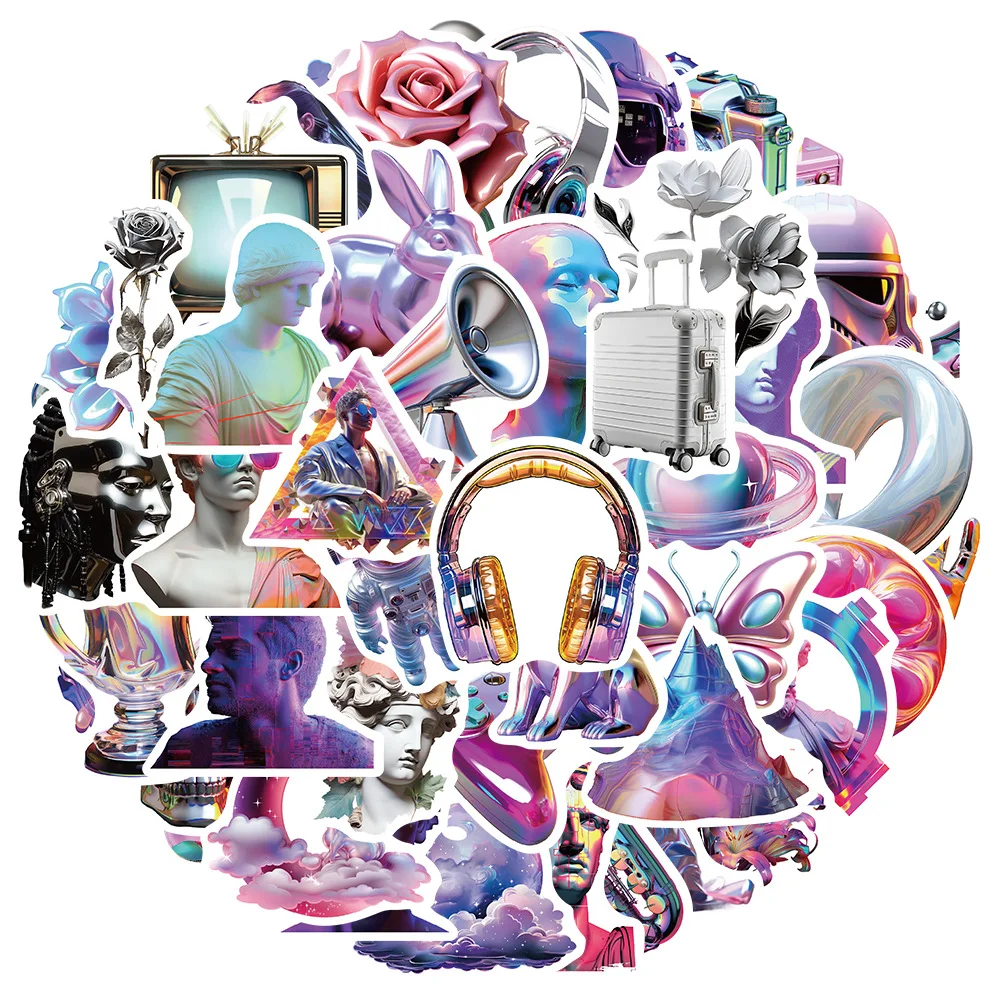 10/30/50 قطعة ثلاثية الأبعاد رسومات حمض Vaporwave ملصقات الكرتون ثلاثية الأبعاد الشارات الأمتعة سكيت لطيف DIY بها بنفسك كول الكتابة على الجدران طفل هدية ملصق