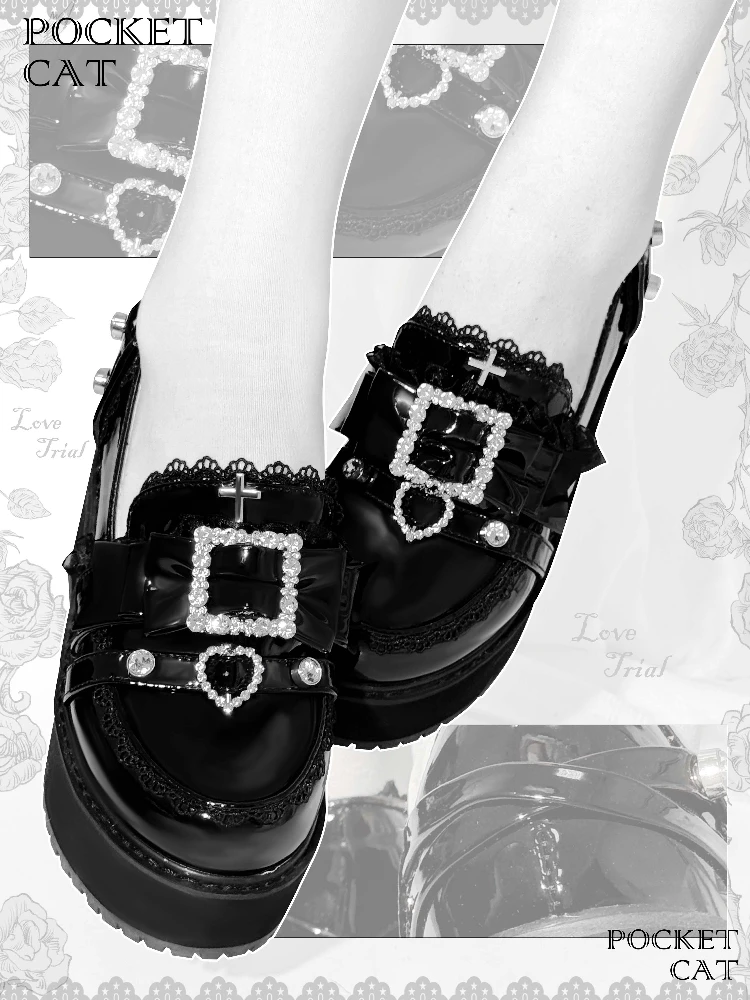 Original Mine Mass Production Black Platform Shoes Spring and Autumn Japanese Sweet Elegant Girl Lolita Style Mary Jane Shoes