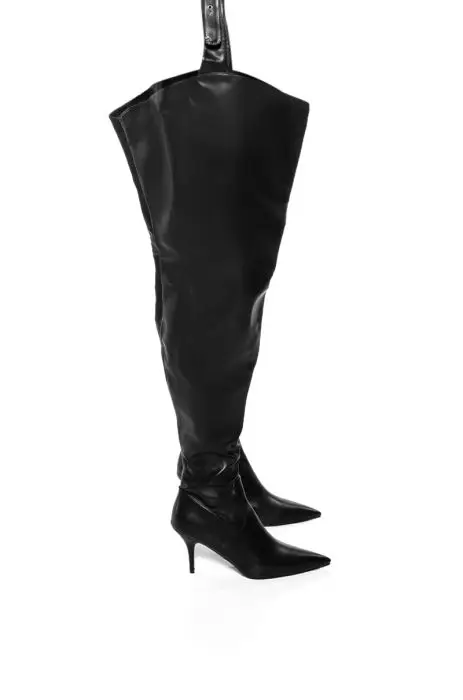 Fashion Black Thigh High Boots Women\'s Sexy Over The Knee Leather Belt Buckles Boots Women Shoes New Autumn Stiletto Heel Boots