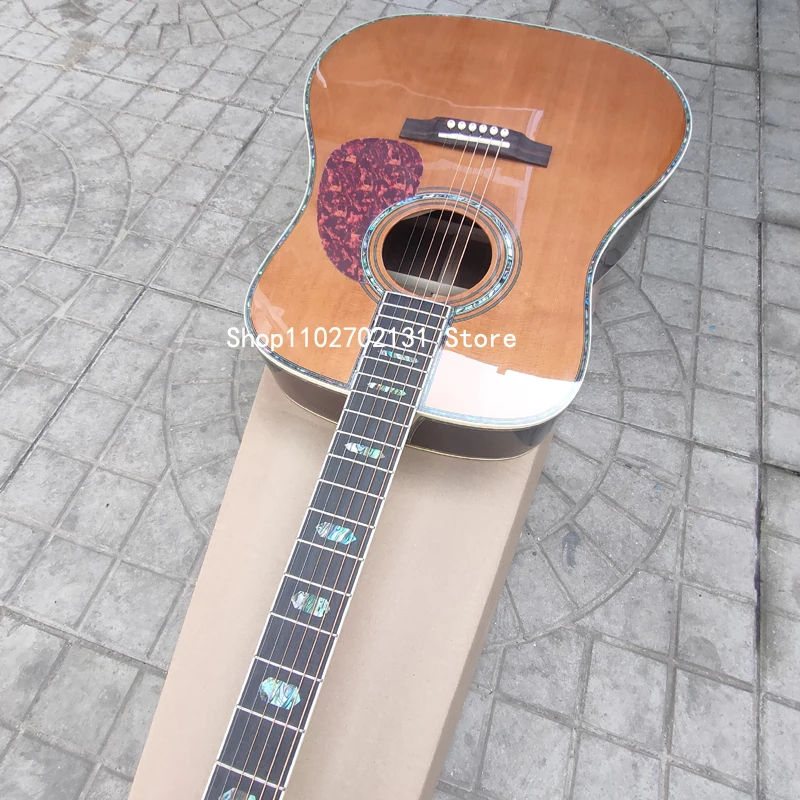 En stock/Guitarra de 41 pulgadas/D-45/Tablero superior de pino coreano macizo/Escala de palisandro/Puente de palisandro/Guitarra electroacústica de 6 cuerdas