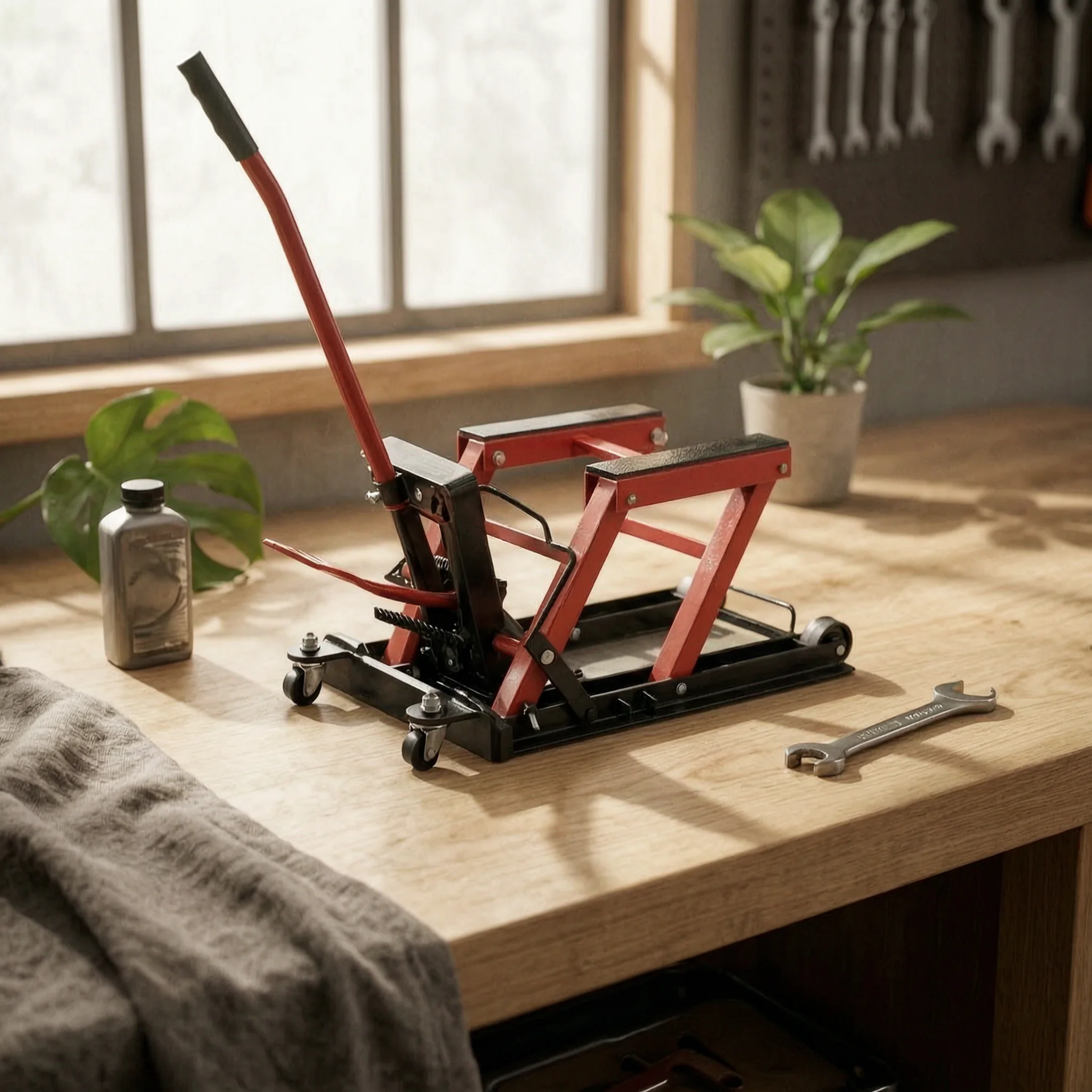 Motorcycle Lift Jack with Wheels Portable Motorcycle Lift with Wheels Secure Long-Lasting for Mechanics, Workshop, Garage