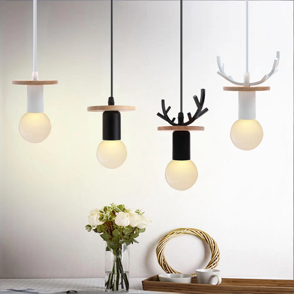 

E27 Nordic Modern Antler Pendant Light Simple Industrial Vintage Hanging Lamp Chandelier for Indoor Home Restaurant Living Room
