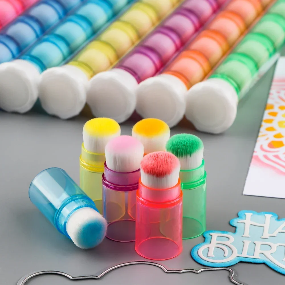 8pcs/set Colorful Mini Stackable Blender Brushes Soft Bristle Finger Daubers Ink Blending Toool For Cardmaking Painting Drawing
