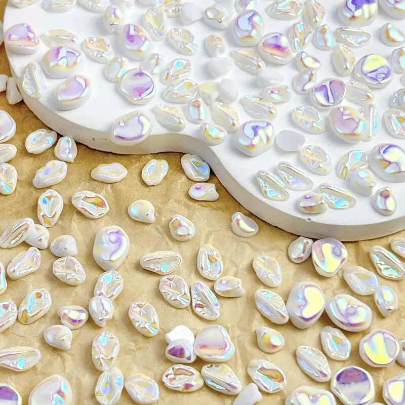 50pcs Irregular Simulatied Pearl Nail Charns White Baroque Pearl Nail Art Decoration Accessories Jewelry Manicure DIY Crafts