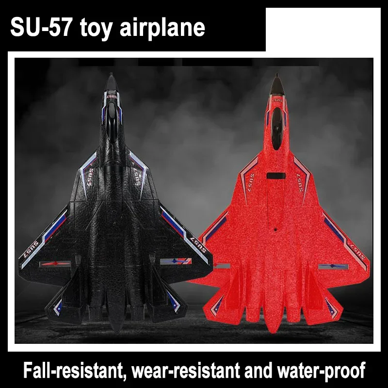 

Remote Control Aircraft Su57 2.4g Radio Controlled Aircraft With Light Fixed Wing Hand Cast Foam Aircraft Model Children'S Toys