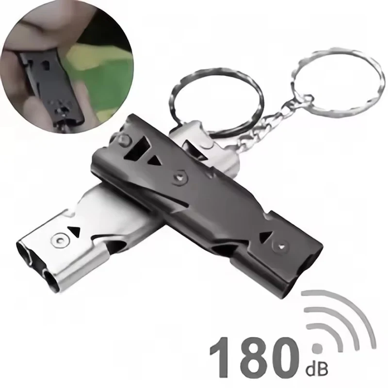 Survival Whistle Keychain–High Decibel, Outdoor Emergency Whistle, Camping&Hiking–Double Tube Design, Loud Safety Alarm Portable