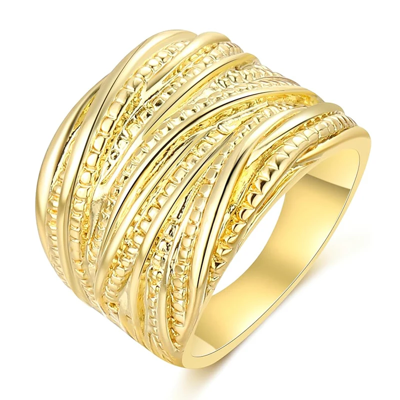 Huitan Punk Wide Ring for Women Multi-layers Cross Design Finger-ring Hip Hop Rock Personality Female Accessories Hot Jewelry