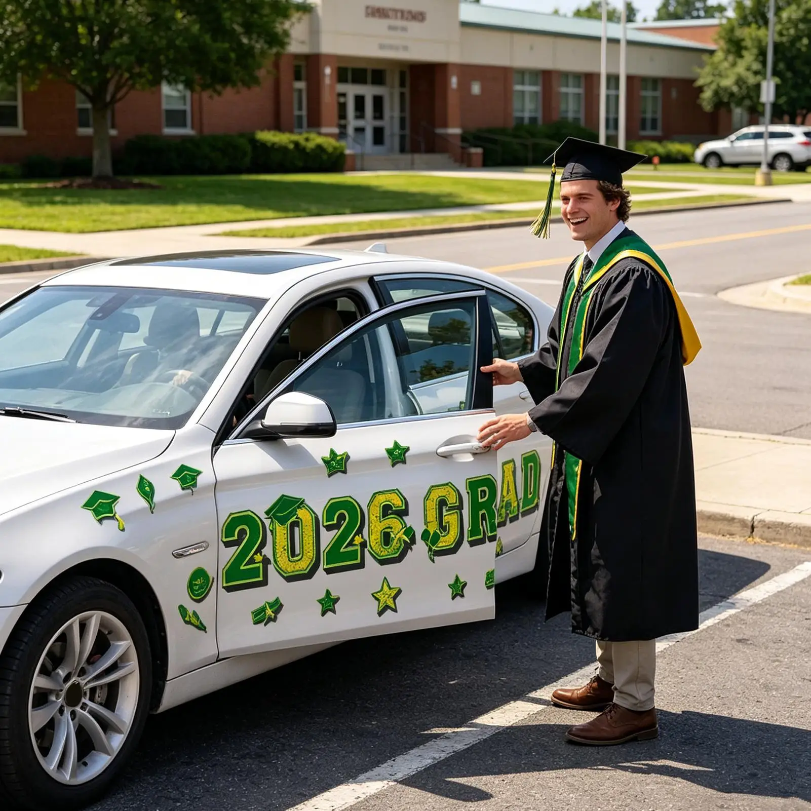 Graduation Car Magnets 2026 24 Pieces Exterior Sticker Car Magnet For Refrigerator Garage Door Parade Cruise Graduation Party