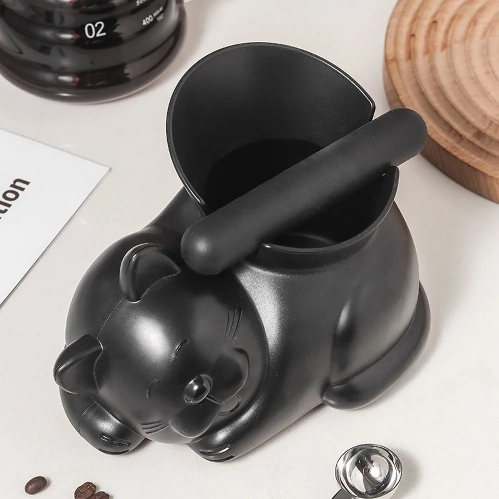 Removable Dump Bin Coffee Knock Box Recycling Bucket Small Size Coffee Grounds Container Cartoon Style Cat Shape Design