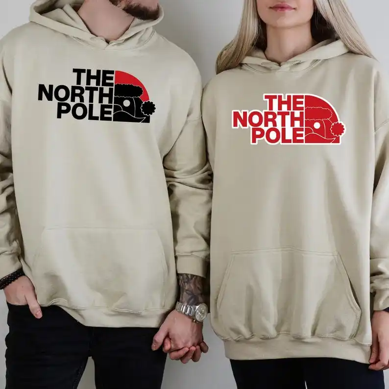 Sudadera con capucha navideña The NORTH POLE Santa Navidad Unisex Nuevo en sudaderas con capucha Meery Sudadera con capucha Regalo de Navidad para hombres Mujeres Streetwear Jersey