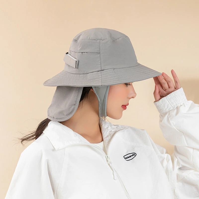 

Surf Hats with Detacable Skirt & Adjustable Windproof Buckle Design Bucket Hats Outdoor Camping Quick Dry Hiking Cap Army Green
