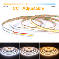 24V 12V DC CCT COB LED Strip Light 2700K to 6500K Color-Changing LED Tape Linear Double Color RA90 Dimmable Ribbon 8mm Width -Jo