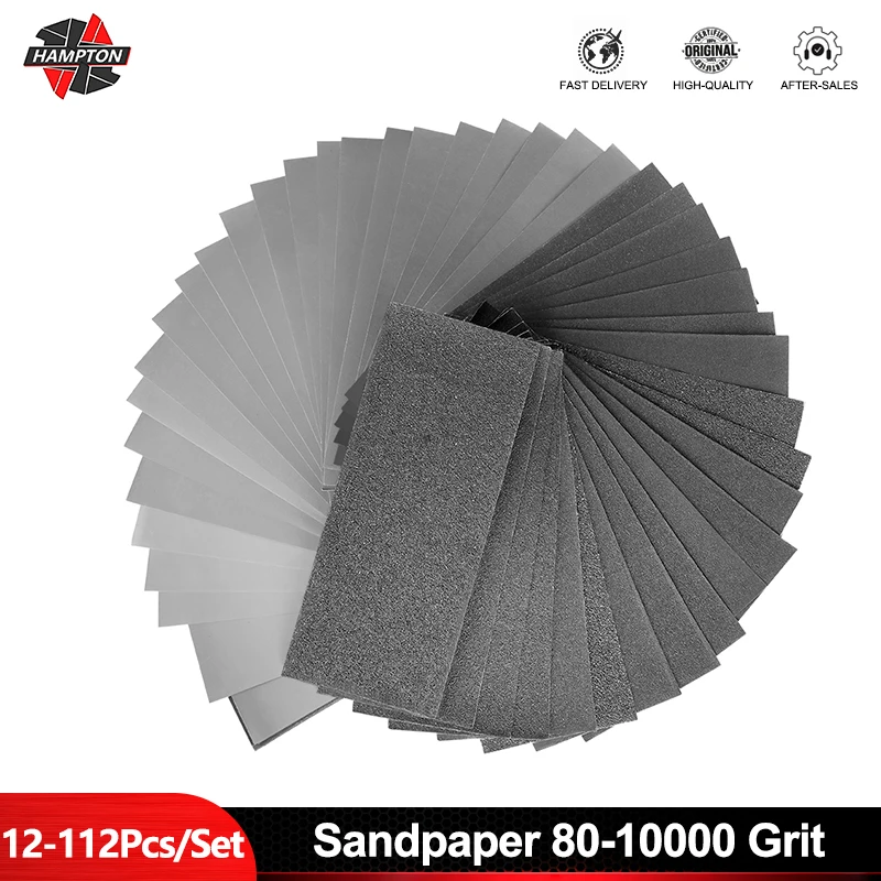 

HAMPTON 12-112Pcs/Set Sandpaper 80-10000 Grit Water/Dry Sanding Paper Abrasive Tools For Wood Metal Polishing Sheet Sanding Tool