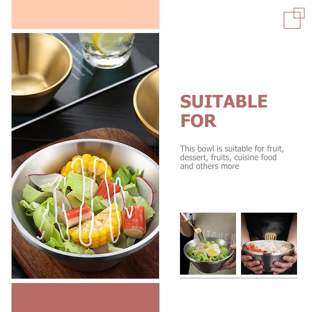 

Cream Stainless Steel Dessert Bowl Salad Fruit Serving Container Kitchen Kitchen Essentials Essentials Cold Food Bowl