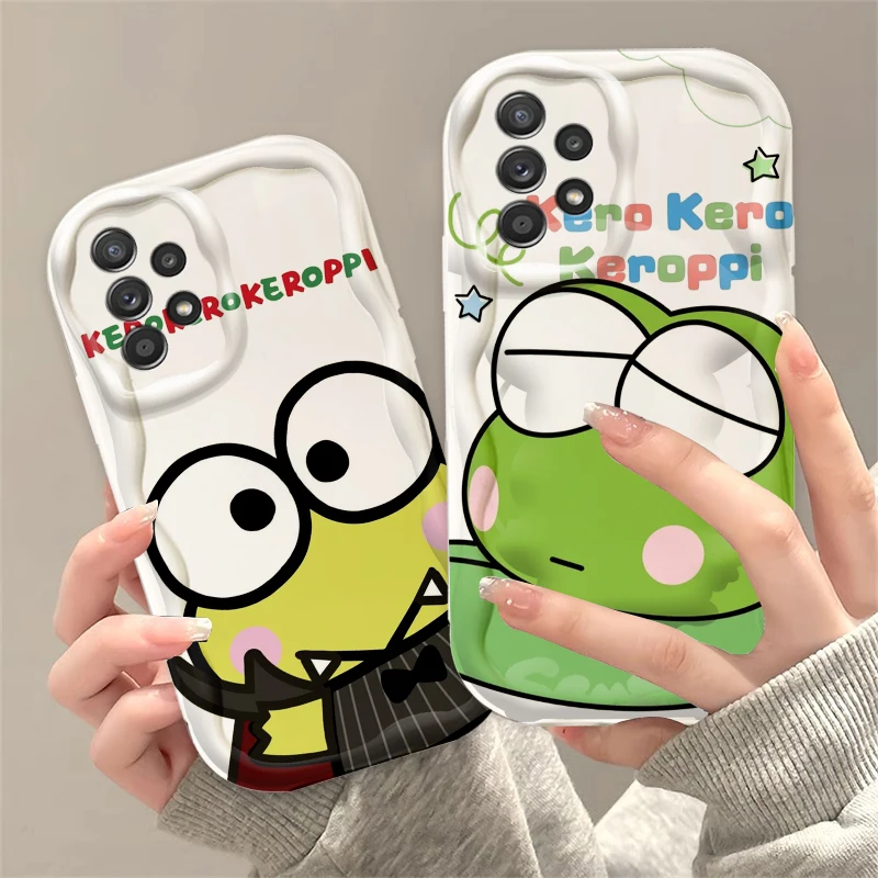 Kero Kero Keroppi Cute For Samsung A55 A54 A53 A52 A35 A34 A33 A32 A25 A24 A23 A22 A21S A15 A13 A14 5G Wave Oil Cover