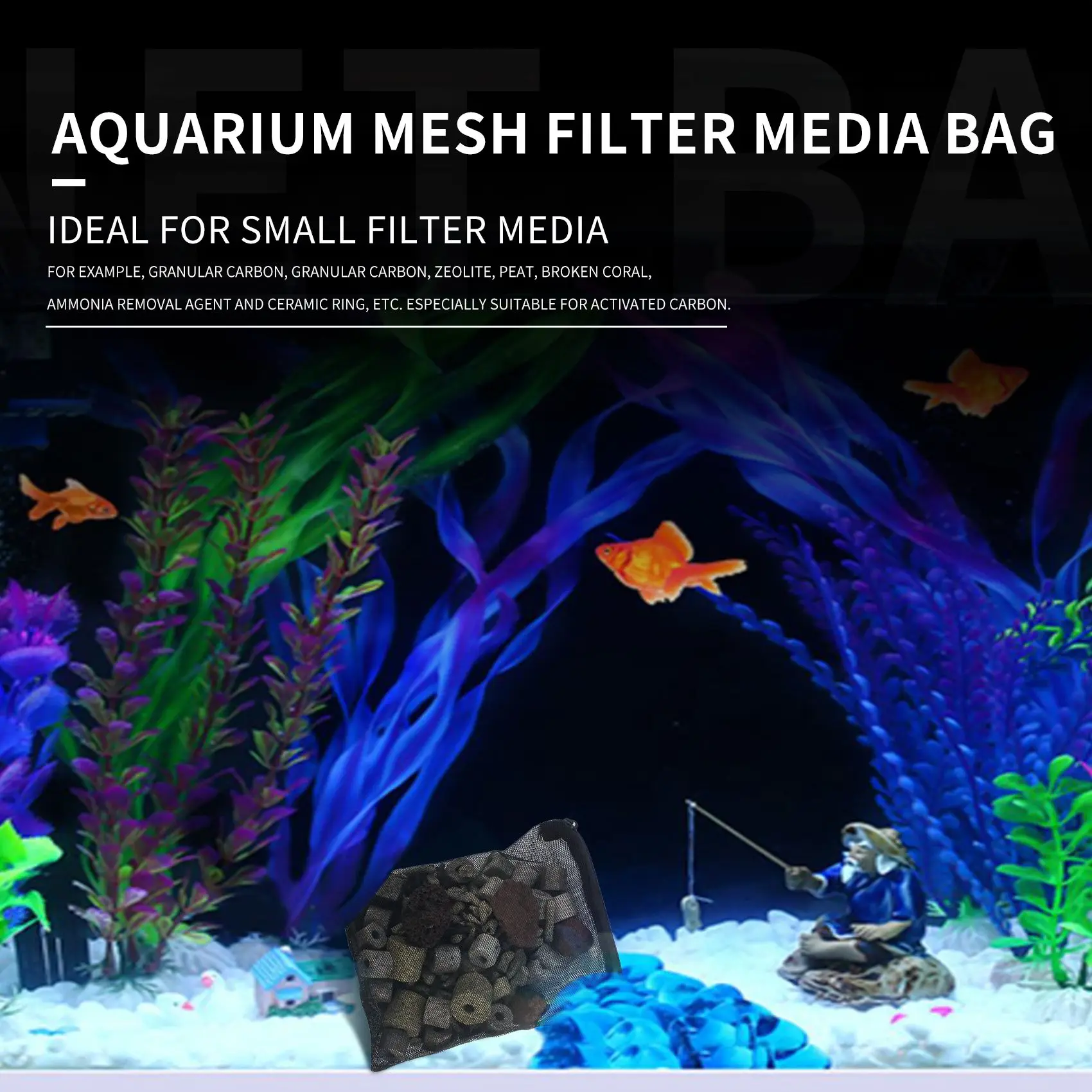 COFA 16 Bolsas de Malla Filtrante para Acuario, Bolsas de Malla Filtrante de Nylon con Cierre (para Carbón Activado), Bio Bolas