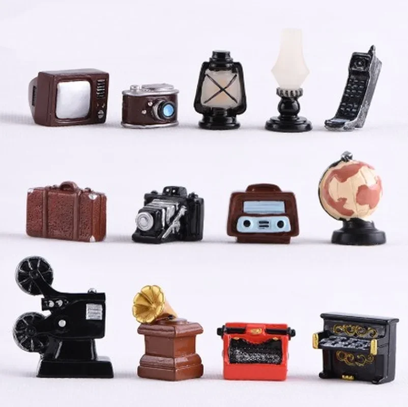 Various Creative Chinese Antique Mini Figurines Retro Piano Camera Micro Landscape Miniatures Vintage Home Decor Ornaments
