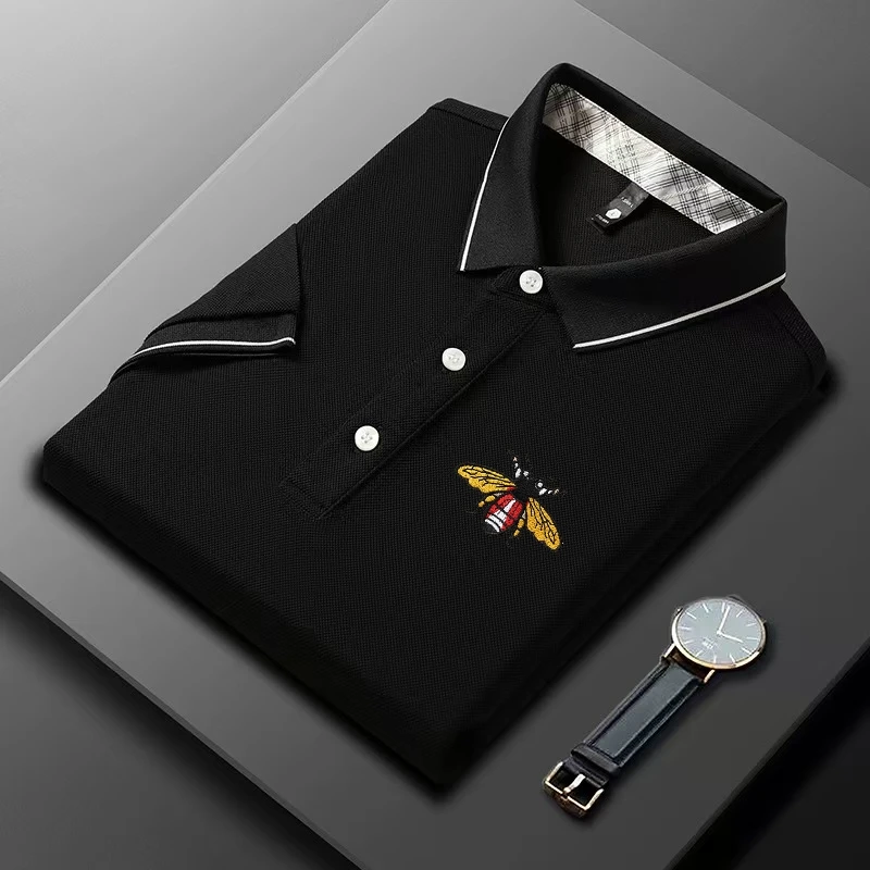 Men's New Embroidered Business Leisure Short Sleeved POLO Shirt Fashion Short Sleeved Comfortable and Breathable Top