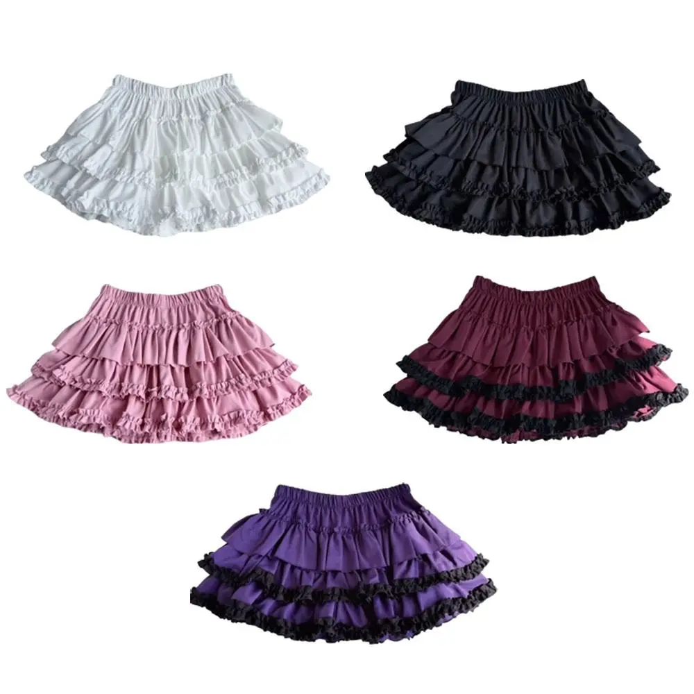 Eleganter Hochtaillierter Plissierter Ballonrock A-Linie mit Rüschensaum Flauschiger Kuchenrock Plissiertes Design Kurzer A-Linien-Rock Cosplay – Detail 3