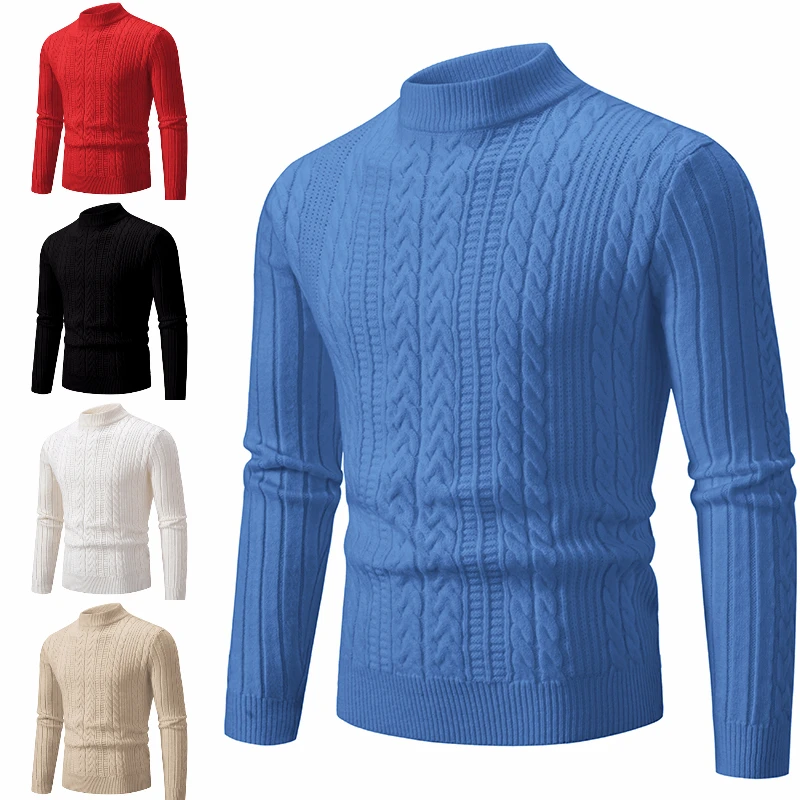 2023 Autumn  and Winter New Sweaters Warm Fit Knitted Sweaters Solid Color Casual Pullover Multiple Styles Sweater Men