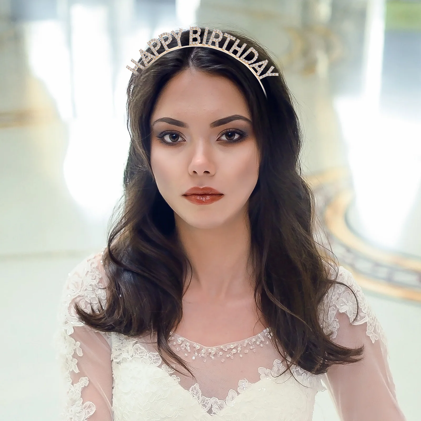 

Sparkling Rhinestone Crown Decoration Happy Birthday Hair Accessories for Women Girls Vintage Headband Durable for Special