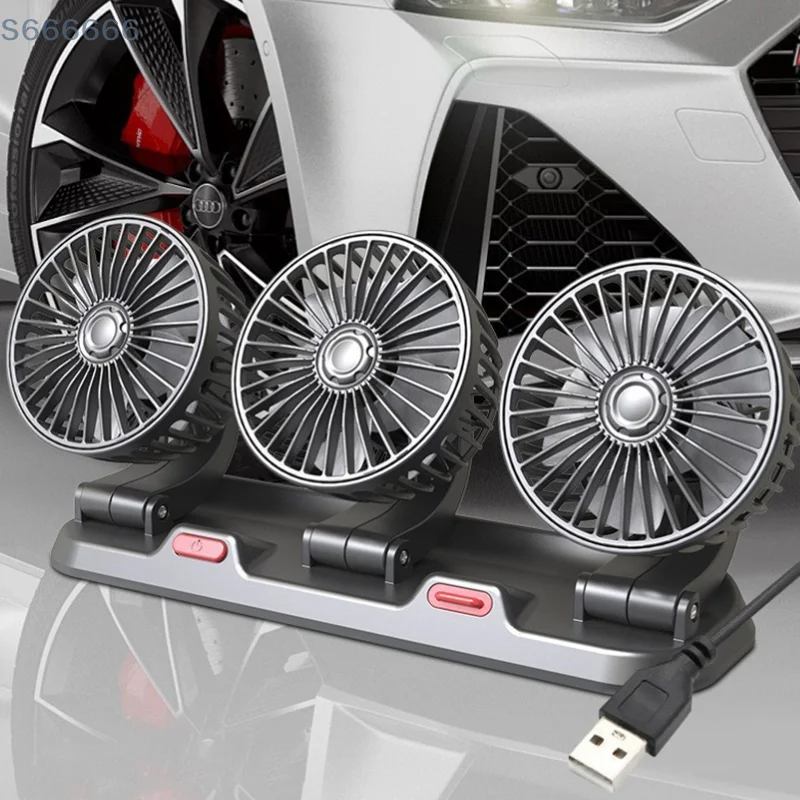 

Car Fan 360° Adjustable 3 Head Air Fan Automotive Electric Fan USB/12V/24V Fan 2 Speeds Car Silent Fan For Home Desk Office&Car