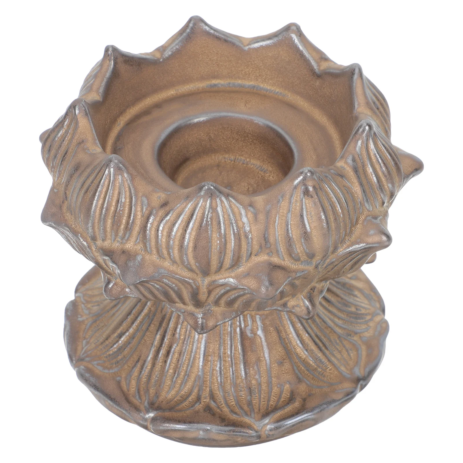 

Flower Shaped Ceramic Candlestick Exquisite Design Household Use Material Home Worship Decor Multi Function Tabletop