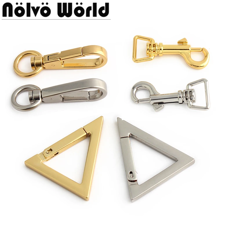 10-50-150PCS Satin Gold Metal Snap Clasp Lobster Hooks For Bags Handbag Keychain Carabiner Triangle Spring Buckle Accessories