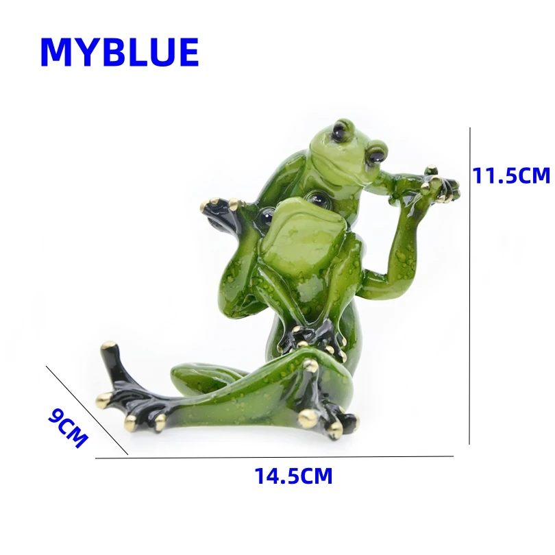 MYBLUE Home Decor Żywiczna statuetka ojca i dziecka, figurka żaby, dekoracja stołu i akcesoria