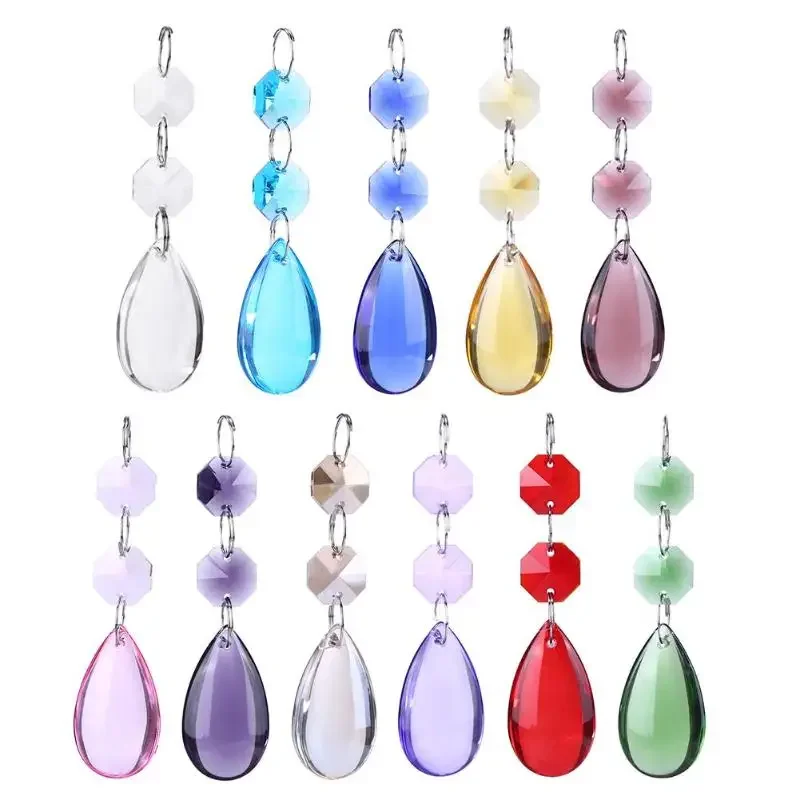 

Camal 2pcs/lot 36mm Drop Tassel Crystal Pendant Prisms Octagonal Beads Curtain Ornament Party Wedding Home Decoration Hanging