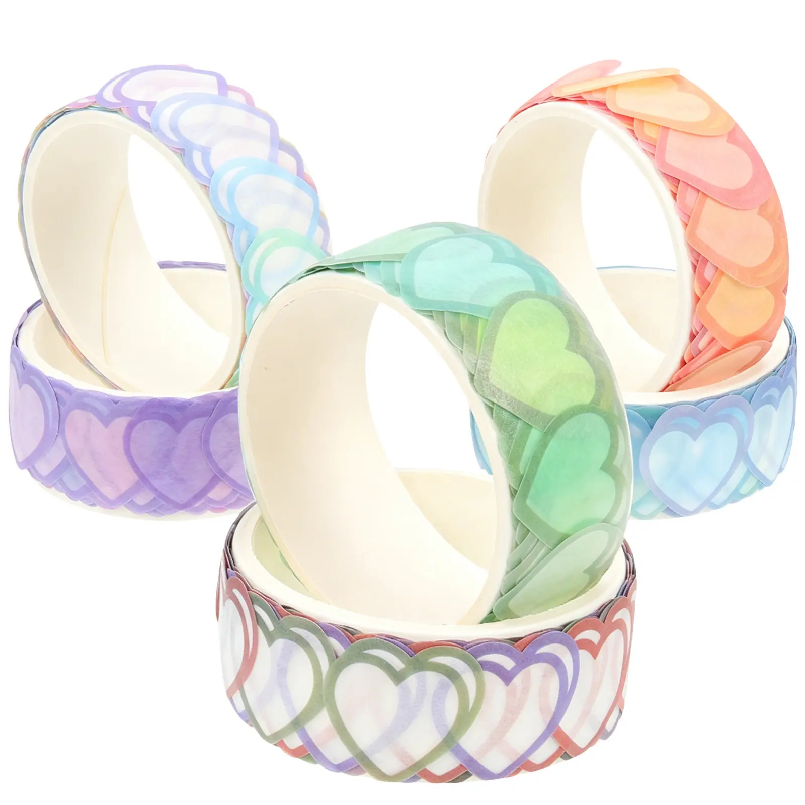 6 Rolls Delicate Cartoon Heart Washi Stickers Easy Peel Stick Clean Surface No Residue Decorative DIY Scrapbook Journal Album