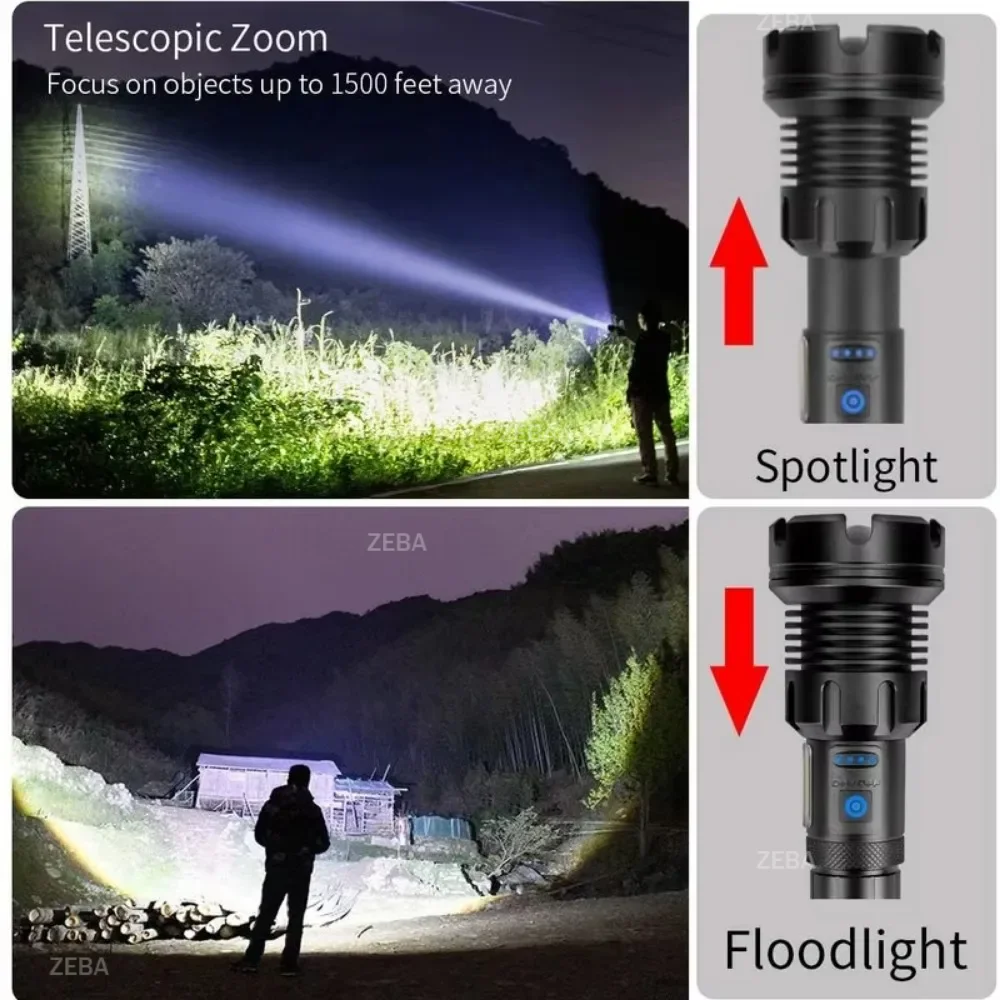 New 10000mAh XHP390 High Power LED Flashlights 100000LM Ultra Powerful Flashlight Rechargeable Lantern Outdoor Camping Torch