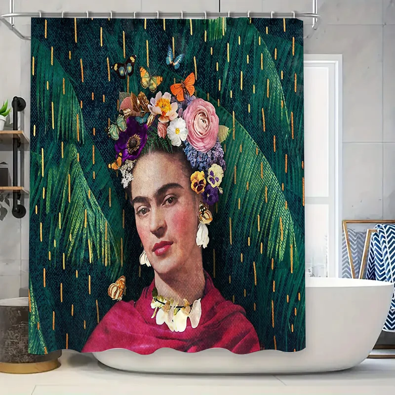 

Vintage Frida Kahlo Shower Curtain Artistic Floral Pattern Bathroom Decor Tapestry Wall Hanging Home Decor Gift