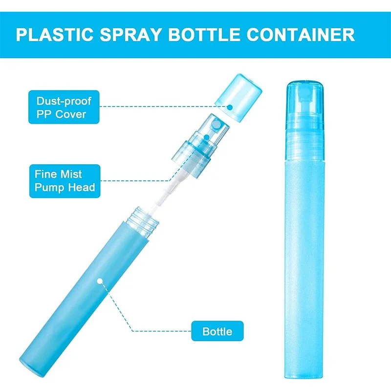 10Pcs 3ML/5ML/10ML Empty Plastic PP Pen Shape Refillable Spray Bottle Portable Travel Perfume Sprayer Liquid Atomizer Containers