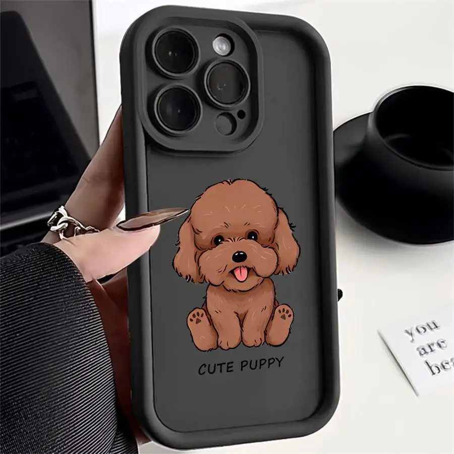 

Phone case for iPhone 17 16 15 14 13 12 11 Pro/ Max/Plus shock-proof rear cover anti-fingerprint cute dog design