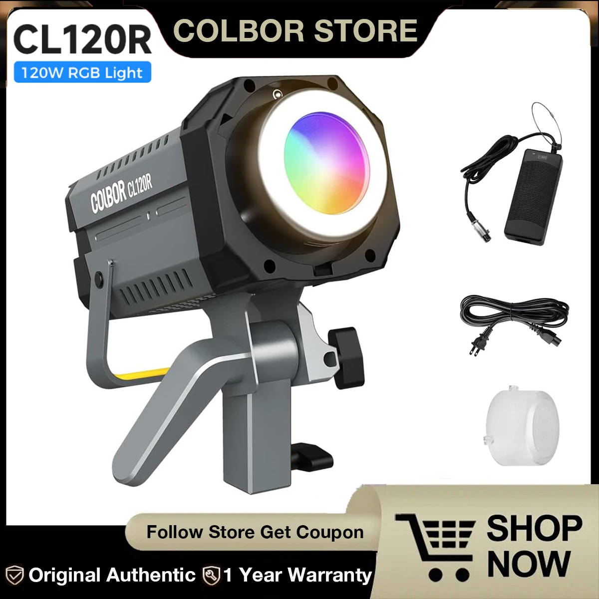 COLBOR CL120R RGB 120W COB LED Video Light M/G Balance 2700~6500K CRI96+ Studio Light 13 Light Effects for Film Live Photography