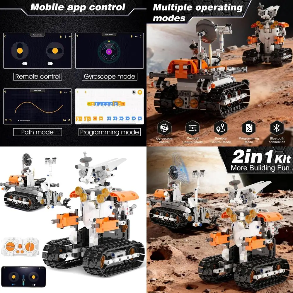 

Dual-Control Mars Rover Kit: STEM Robot Building Blocks for Kids 8-14, Ideal Gift for Boys