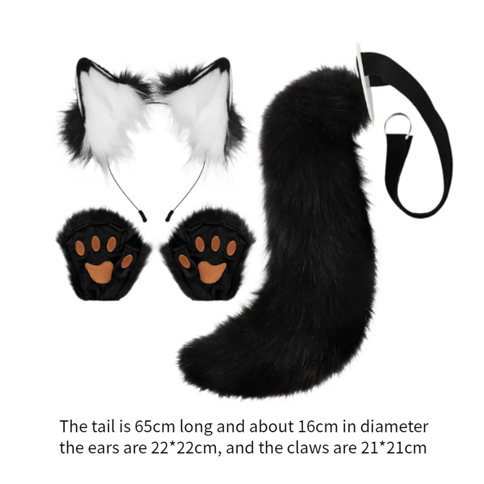 Fox Ears and Tail Set para Role Play, Halloween Costume, Acessórios Carnaval