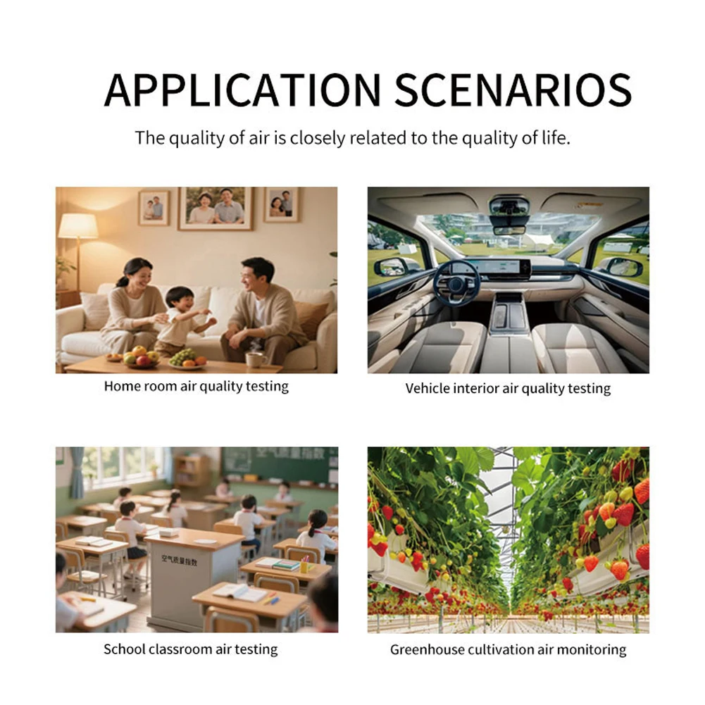 Détecteur de qualité de l'air multifonctionnel 6 en 1, testeur de température et d'humidité Portable PM2.5 PM10 HCHO TVOC CO CO2 outils de détection d'air