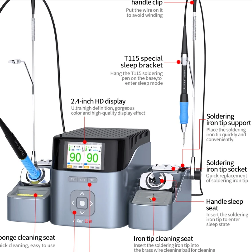 T420D 200W Soldering Station VS JBC T210 T245 T115 Handle for PCB Solder Repair Welding Tool
