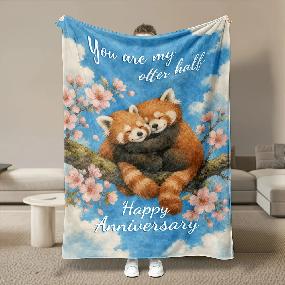 1pc You Are My Otter Blanket - Ultra Soft Heavyweight Flannel Suitable for - Cozy Throw, Machine Washable Otter Print Bedspread for Bed, Sofa, Dorm & Car, Adorable Gift for, Warm Winter Throw for Home Decor