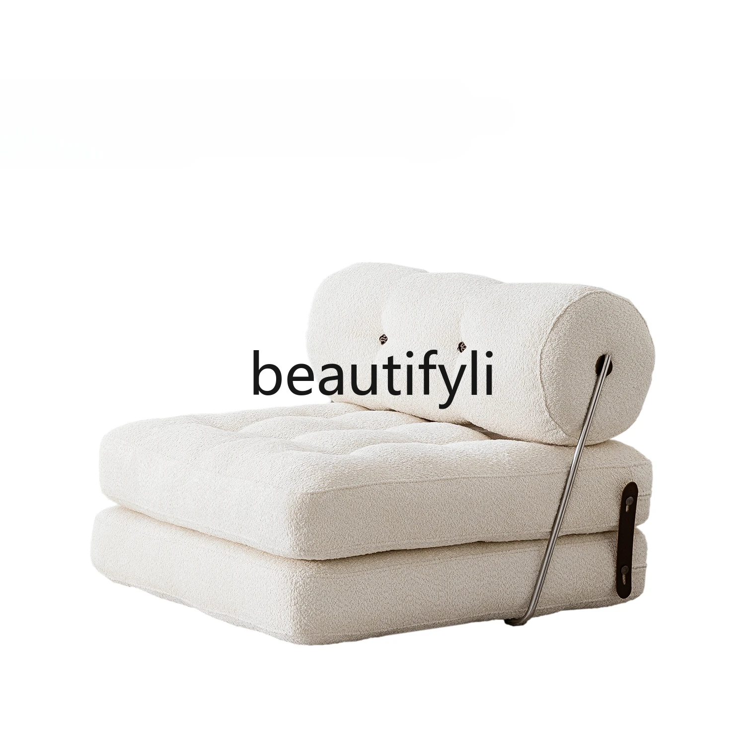 

Lily single sofa classic cream wind camel wool floor light luxury folded tofu block lazy sofa chair