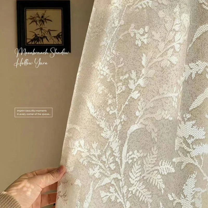 French Elegant Sheer Curtains for Living Room Luxury Tulle for Window Drapes for Bedroom Decor Tree Shadow Light Filtering