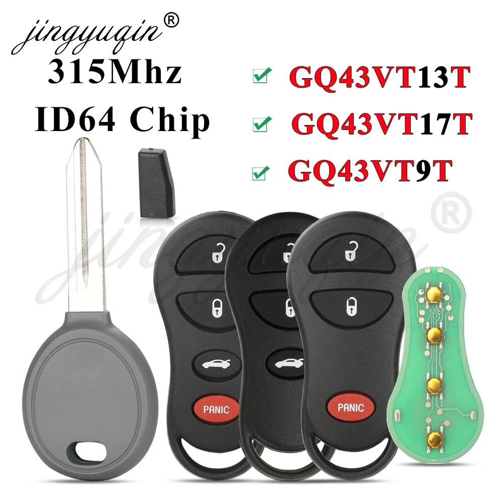 Jingyuqin GQ43VT13T GQ43VT17T GQ43VT9T 315Mhz ID64 مفتاح السيارة عن بعد ل دودج جيب كرايسلر كونكورد 300M 2001-2004 مفتاح دخول فوب