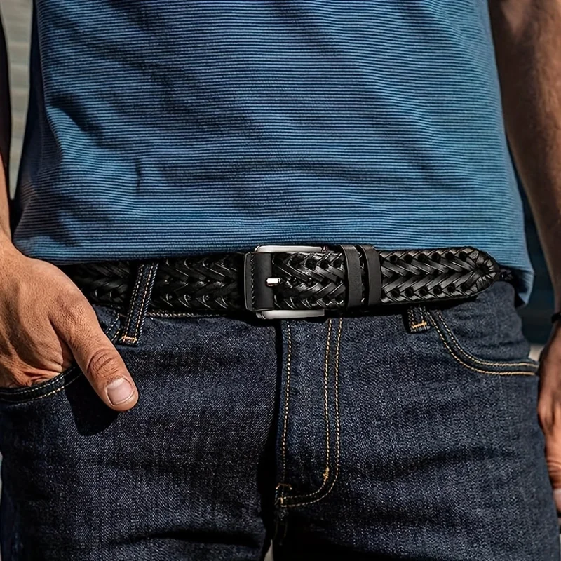Herrengürtel, lässig, sportlich, hohl, gewebter Bund, Jeansbund, Geschenk für Papa oder Freund – Detail 3