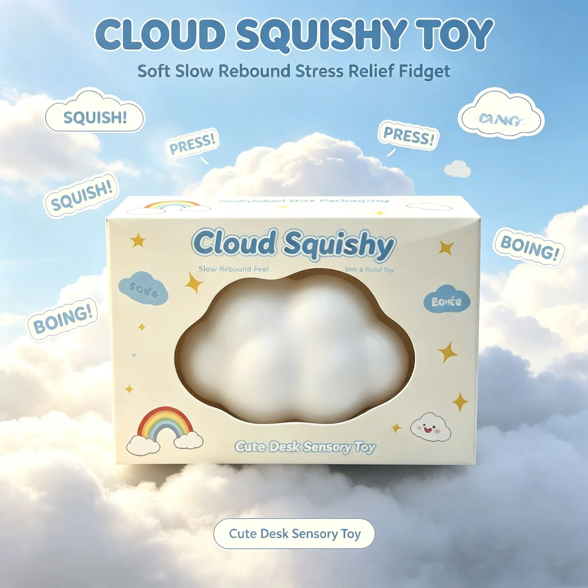 Soft Silicone Soap Balls Stress-Relief Cloud Squeaky Squeeze Cloud Toys round Fillable Building Blocks for Relaxation