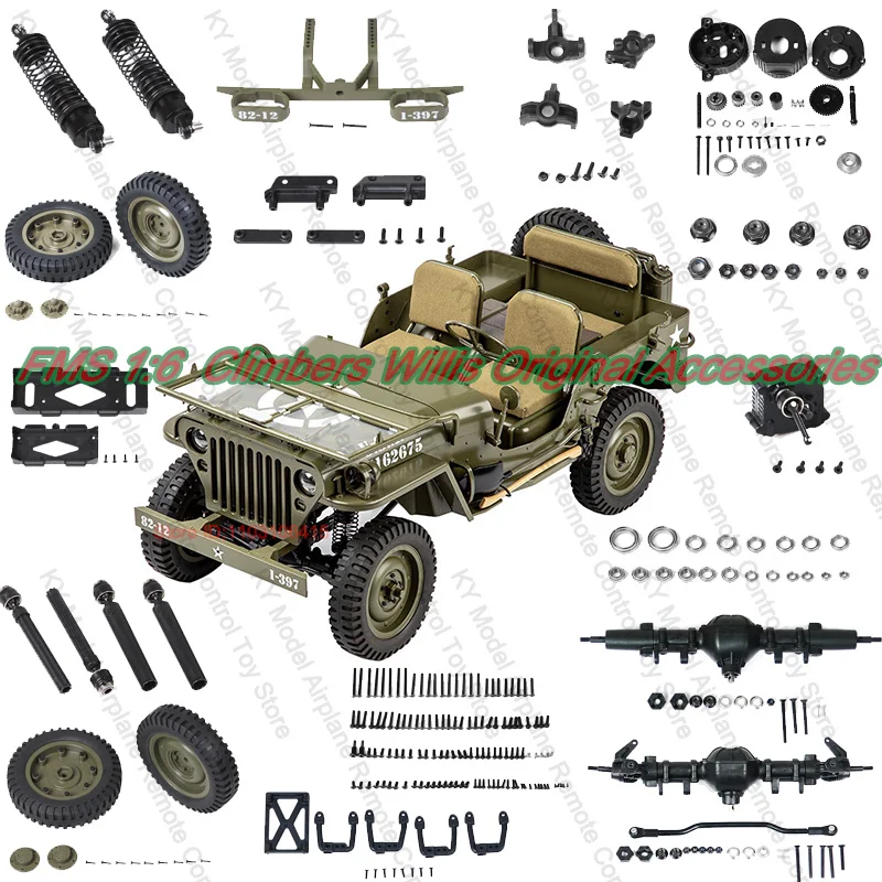 Fms 1:6  Climbers Willis Original Accessories Tire Shock Absorber Battery Case Drive Shaft Front Rear Axles Screw Nut Bearing Rc